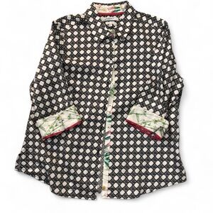Black/dark navy and White Patterned Button-Up Shirt